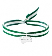 Pulsera con bandera y Mapa de Andaluca Acero Plateado