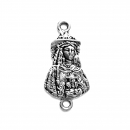 5 CONECTORES VIRGEN DEL ROCO PASTORA PLATA ANTIGUA 39x20mm