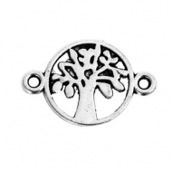 10 MINI CONECTORES �RBOL DE LA VIDA PLATA ANTIGUA 18x12mm