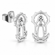 Pendientes con silueta Virgen de La Inmaculada, Acero plateado