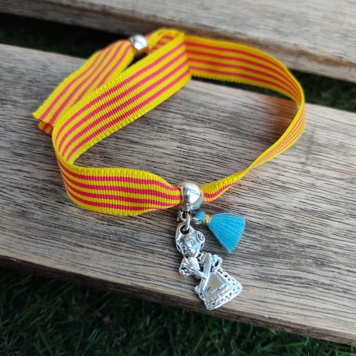 Pulsera fallera bandera o senyera valenciana y colgante fallera ramo