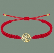 Pulsera macram rojo con Trisquel de  Acero Dorado