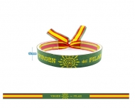 Pulsera tejida Virgen del Pilar bandera de Espaa fondo verde