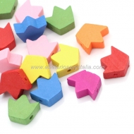 5 CORONAS DE MADERA MIX DE COLORES 16x14mm