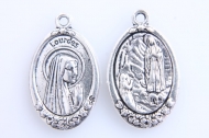 5 COLGANTES LOURDES PLATA ANTIGUA 26x15mm