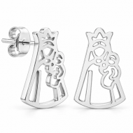 Pendientes con silueta Virgen del Carmen, Acero plateado