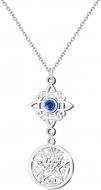 Colgante Tetragramaton ojo turco con Nudo de Bruja Acero color Plateado 16x16mm