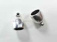 5 CAPUCHONES PLATA ANTIGUA CON ANILLA 15x10mm