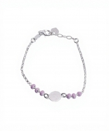 Pulsera ngel pensador esmaltada rosa en Plata 925  14+2 cm