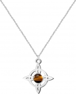 Colgante Nudo de Bruja Acero Plateado con Ojo de Tigre