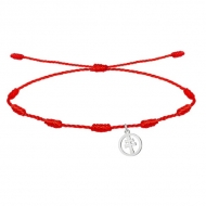 Pulsera 7 nudos roja y Cruz Caravaca, Acero Plateado