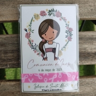 Detalle invitados comunin pulsera solidaria elstica con tarjetn personalizado