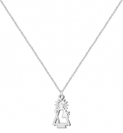 Colgante con cadena silueta Virgen de los desamparados, Acero Plateado