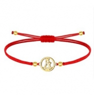 Pulsera cord�n rojo y Virgen de los Remedios Acero Dorado