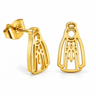 Pendientes con silueta Virgen de F�tima, Acero Dorado