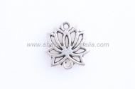 5 CONECTORES FLOR DE LOTO PLATA ANTIGUA 16x15mm