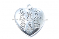 5 COLGANTES CORAZN FAMILIA PLATA ANTIGUA 25x22mm
