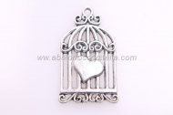 5 JAULAS CORAZN PLATA ANTIGUA 33x19mm