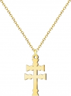 Colgante y cadena con Cruz de Caravaca, Acero Dorado