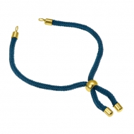 Pulsera semiacabada cordn azul marino y acero dorado 3mm