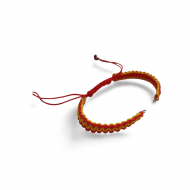 PULSERA SEMIACABADA AJUSTABLE MACRAM ROJO AMARILLO ESPAA CON ACERO