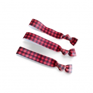 Pulsera elstica anudada Cachirulo cuadros rojo y negro